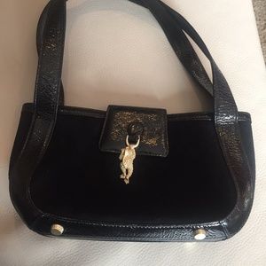 Kieselstein Cord Leather Frog Clasp Black Tote